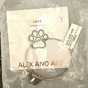 Alex and Ani Silver Charm Bracelet with Paw Print